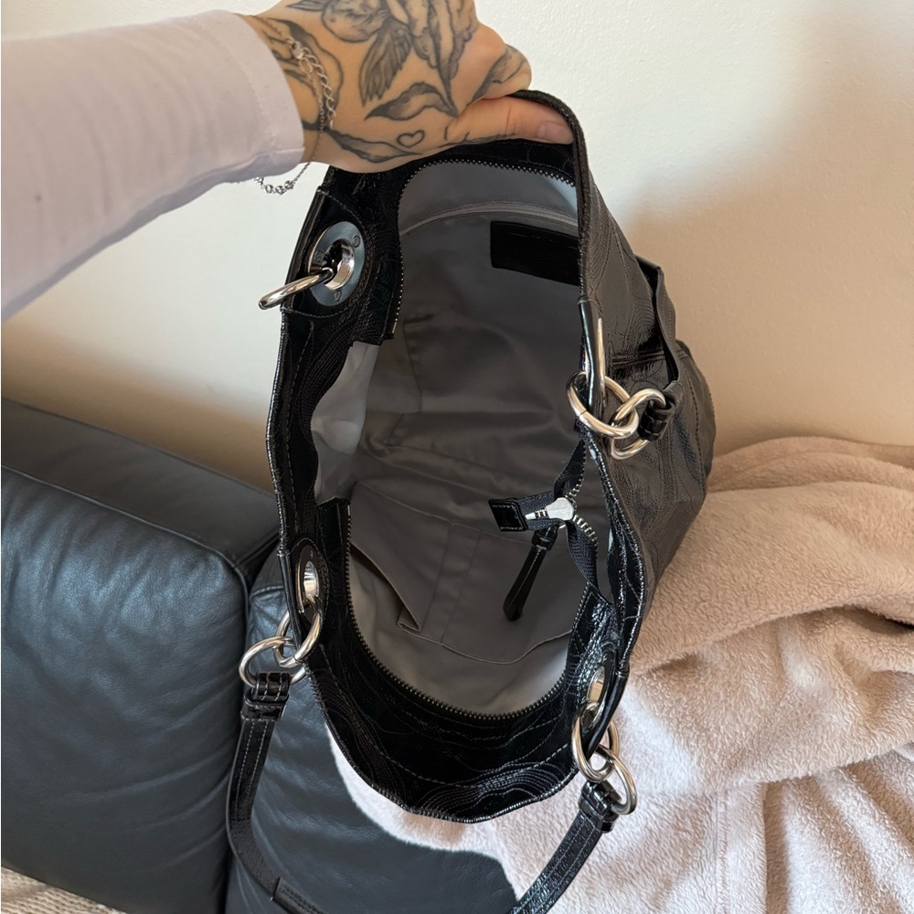 Coach Shiny Black Tote Bag - Picture 5 of 8
